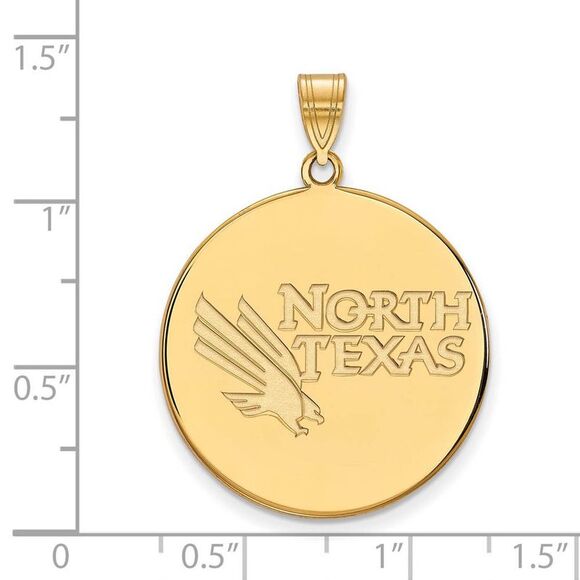 14k Gold Plated Silver North Texas XL Disc Pendant - Picture 2 of 3